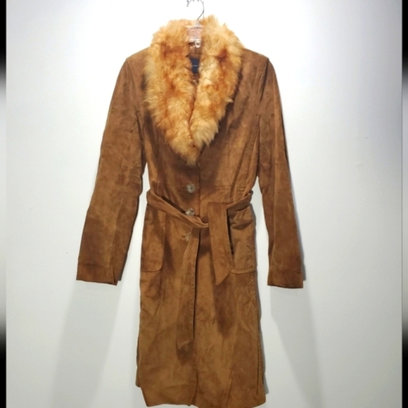 Banana Republic Jackets & Blazers - Banana Republic Vintage Penny Lane Brown Suede Shearling Trench Coat Small